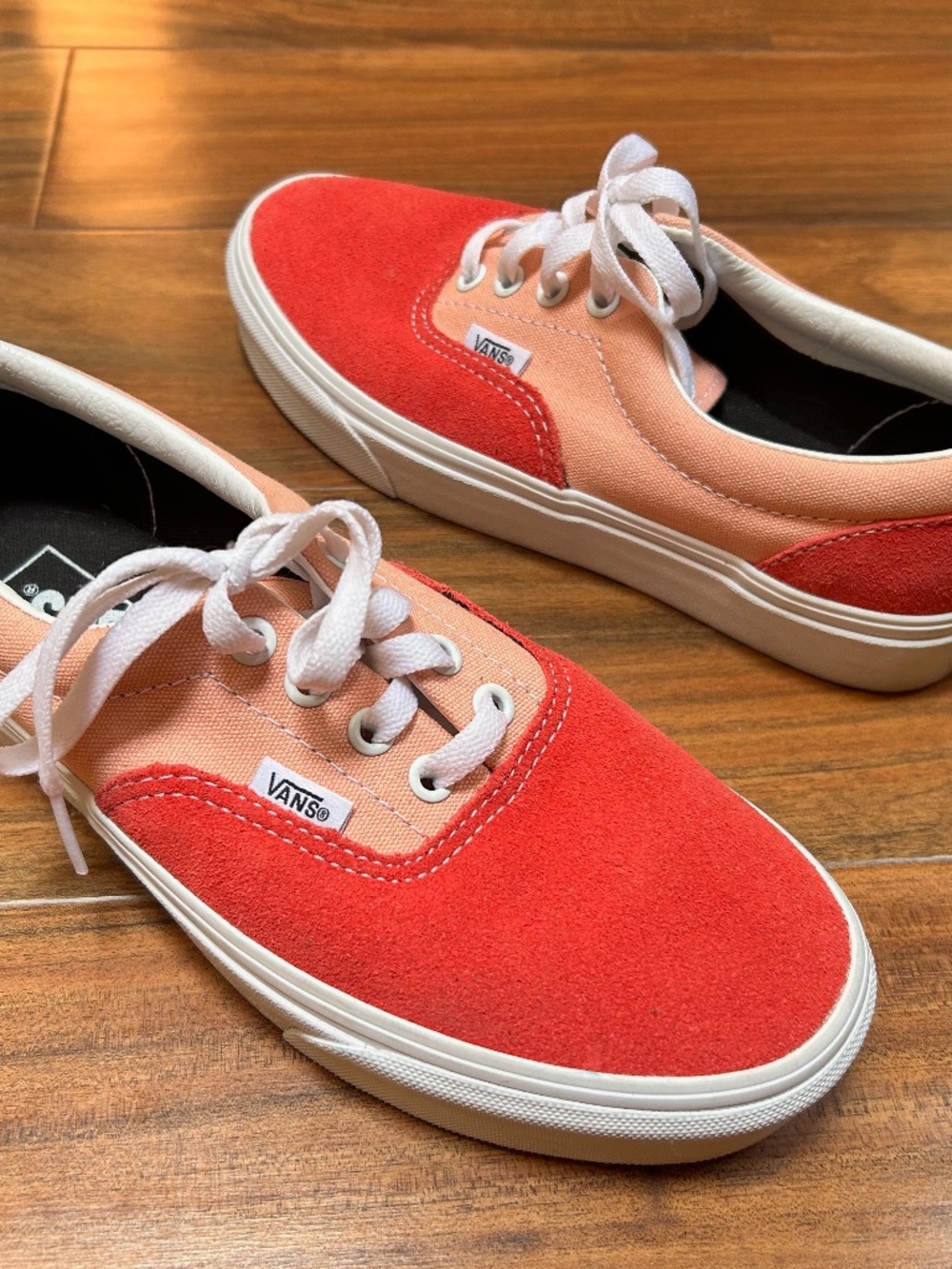Vans Era Sneakers Women’s Size 7.5 Coral Pink Peach Colorblock Canvas Suede NWOT